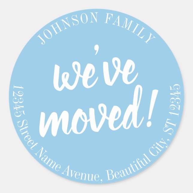 Modern Script Blue We've Moved New Address Label (Front)
