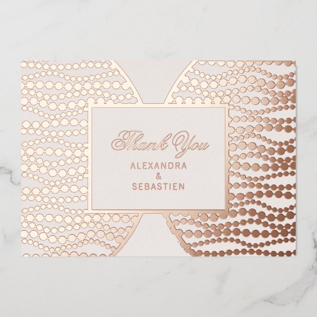 Modern Script Blush Pearl Thank You Card Rose Gold (Front)