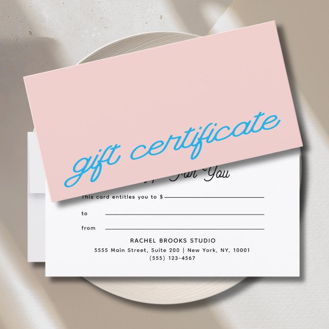 Modern Script Blush Pink Gift Certificate (Modern Script Blush Pink Gift Certificate)