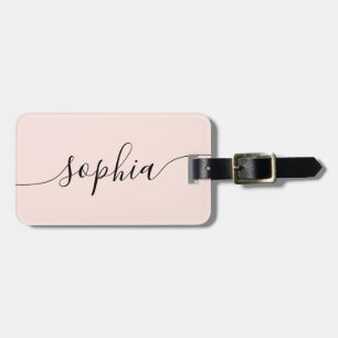 Modern Script Blush Pink Luggage Tag