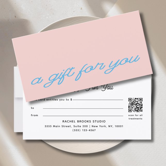 Modern Script Blush Pink QR Code Gift Certificate (Modern Script Blush Pink QR Code Gift Certificate)