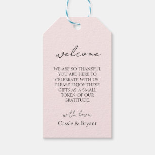 Modern Script Blush Pink Wedding Welcome Gift Tags