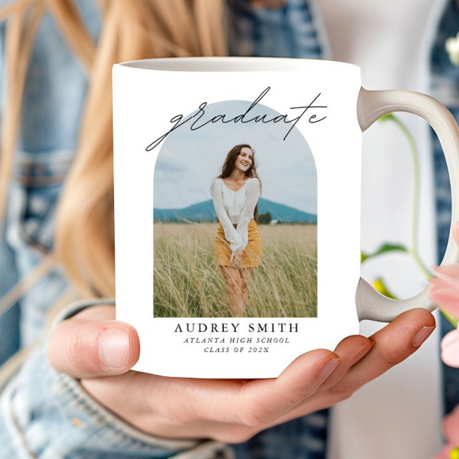 Modern Script Boho Arch 2 Photo Graduation Gifts Coffee Mug (Creator Uploaded)