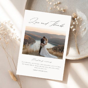 Modern Script Boho Wedding Photo  Thank You Card