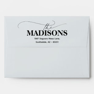 Modern Script Bold Name Wedding Blue Envelope