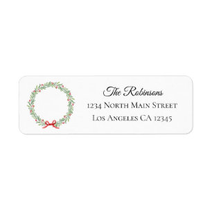 Modern Script Botanical Wreath Christmas Address