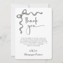 Modern Script Bow Bridal Shower Thank You Card