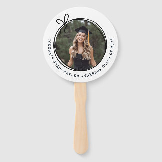 Modern Script Bow Senior Photo Graduation  Hand Fan