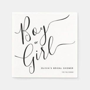 Modern Script Boy Or Girl Gender Reveal Party Napkin