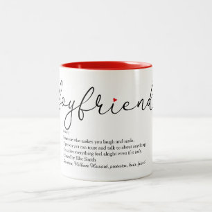 Modern Script Boyfriend Definition Love Heart Two-Tone Coffee Mug