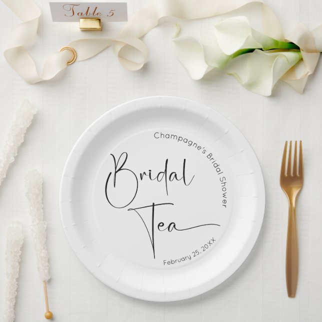 Modern Script Bridal Shower Bridal Tea Paper Plate (Wedding)