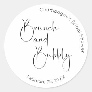 Modern Script Bridal Shower Brunch and Bubbly Classic Round Sticker