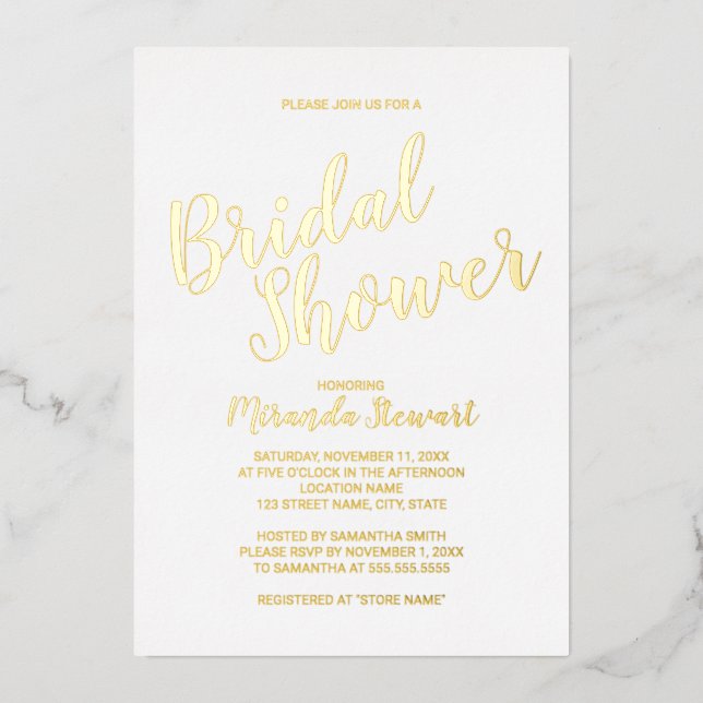 Modern Script Bridal Shower Gold (Front)