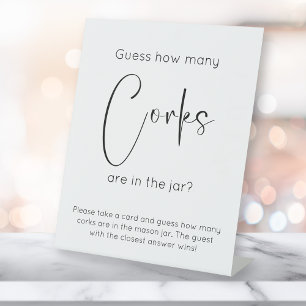 Modern Script Bridal Shower Guess How Many Corks Pedestal Sign