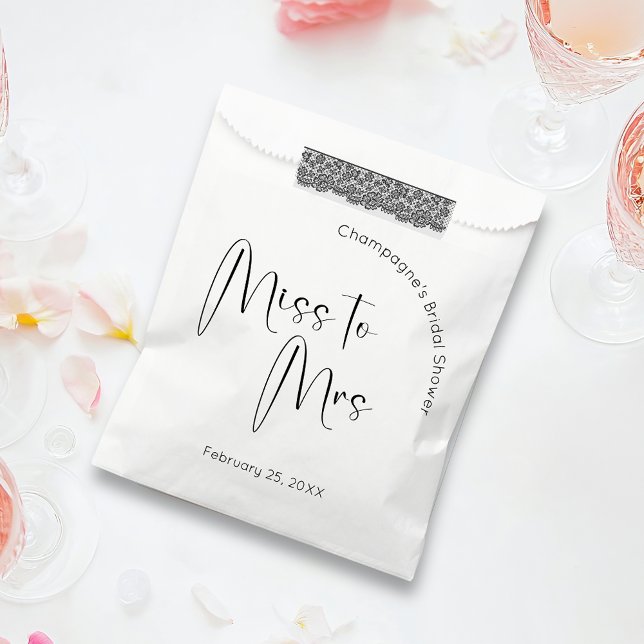 Modern Script Bridal Shower Miss to Mrs Favour Bag (Creator Uploaded)
