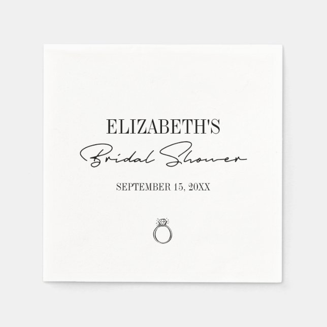 Modern Script Bridal Shower Napkin (Front)