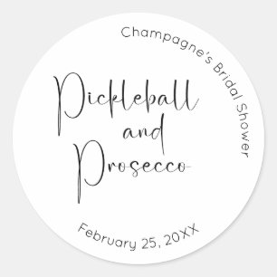 Modern Script Bridal Shower Pickleball & Prosecco Classic Round Sticker