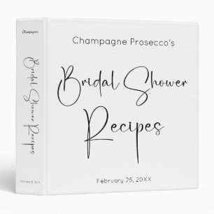 Modern Script Bridal Shower Recipe Binder
