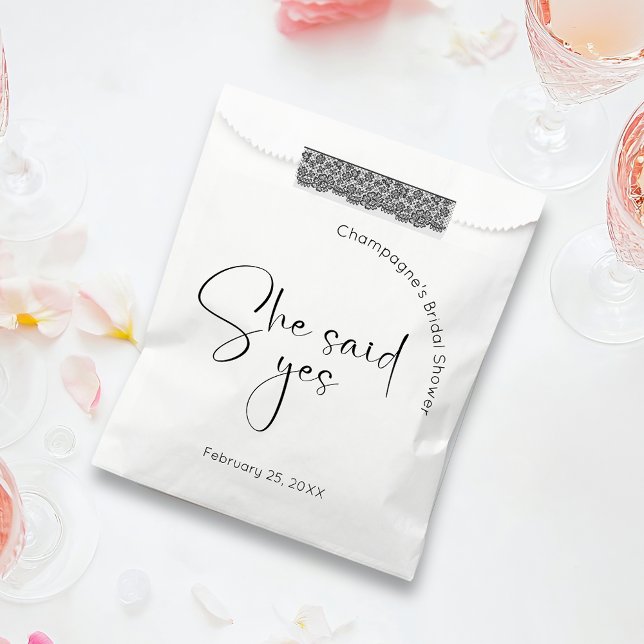 Modern Script Bridal Shower She Said Yes Favour Bag (Creator Uploaded)