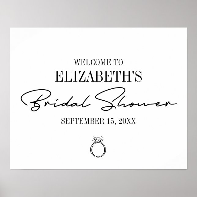 Modern Script Bridal Shower Welcome Poster (Front)
