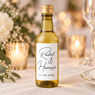 Modern Script Bride and Groom Wedding Monogram Wine Label