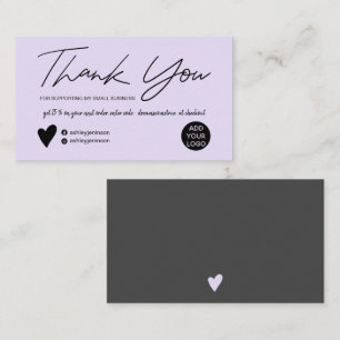 Modern script brush lavender order thank you business card