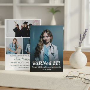 Modern Script BSN RN 4-Photo Class of 2026 Nursing Invitation
