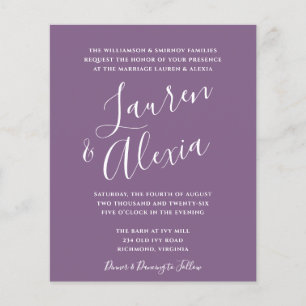Modern Script Budget Dusty Purple Wedding