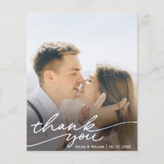 Modern Script Budget Wedding Photo Thank You Card