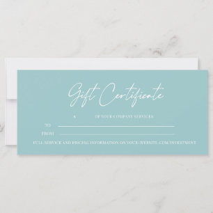 Modern Script  Business Gift Certificate Sage