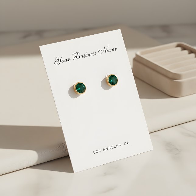 Modern Script Business Name Earring Holder Cards (Créateur téléchargé)