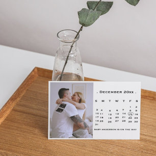 Modern Script Calendar Pregnancy announcemen Announcement