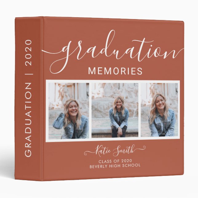 Modern Script  Calligraphy 3 Photo Graduation Binder (Front/Spine)