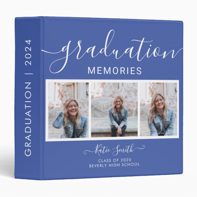 Modern Script  Calligraphy 3 Photo Graduation Binder (Front/Spine)