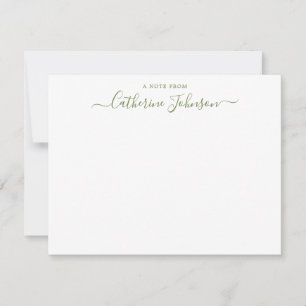 Modern Script Calligraphy A Note From Moss Green Card