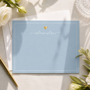 Modern Script Calligraphy Gold Heart Chic Elegant Card