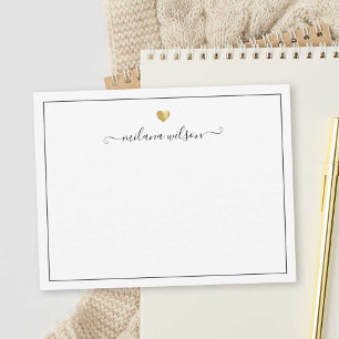 Modern Script Calligraphy Gold Heart Personalized  Card