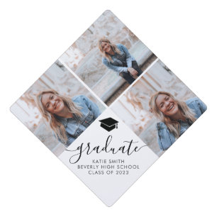Modern Script Calligraphy Graduate 3 Photo  Graduation Cap Topper