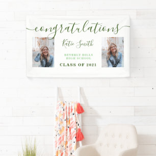 Modern Script Calligraphy Graduation 2 Photo Banner