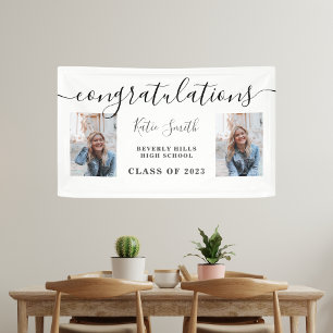 Modern Script Calligraphy Graduation 2 Photo Banner