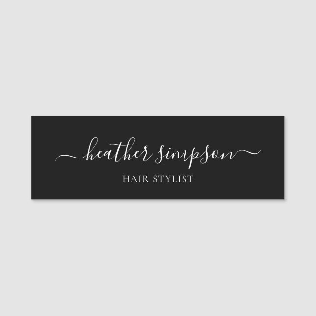 Modern Script Calligraphy Minimalist Name Tag (Front)