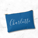 Modern Script Calligraphy Name Simple Bright Blue Accessory Pouch<br><div class="desc">This chic accessory pouch features a modern script calligraphy name in a vibrant bright blue. Perfect as a bridal party or bachelorette party favour,  it combines elegance with simplicity for a stylish keepsake. This personalized pouch is also a thoughtful gift for anyone who loves sleek,  modern designs.</div>
