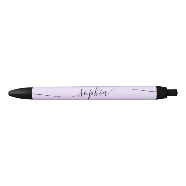 Modern Script Calligraphy Pastel Purple Black Ink Pen (Front)