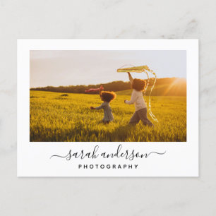 Modern Script Calligraphy Photo Business Card
