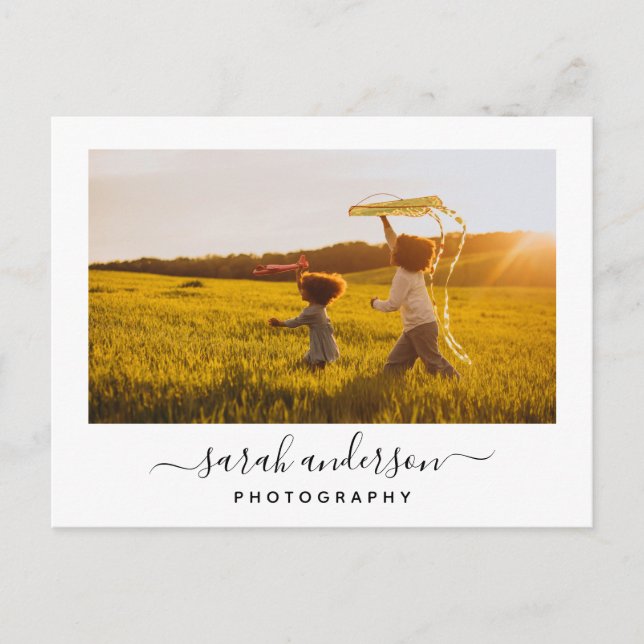 Modern Script Calligraphy Photo Business Card (Front)