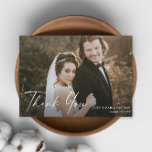 Modern Script Calligraphy Photo Wedding Thank You Card<br><div class="desc">Modern Script Calligraphy Photo Wedding Thank You Card features hand lettered thank you,  portrait photo.The back includes a thank you message that you can personalize or remove if you prefer to hand right your thank you. Click the Edit button to customize this design.</div>