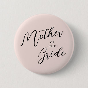 Modern Script Calligraphy Pink Mother Of The Bride 2 Inch Round Button