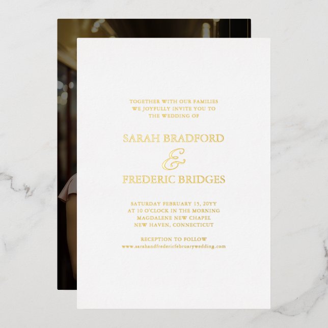 Modern Script Calligraphy White Photo Wedding (Front/Back)