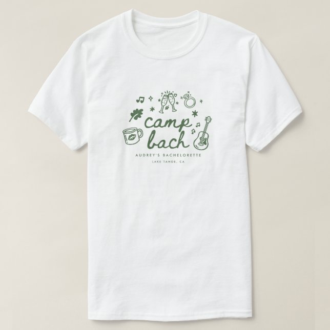 Modern Script Camp Bachelorette Party Custom T-Shirt (Design Front)