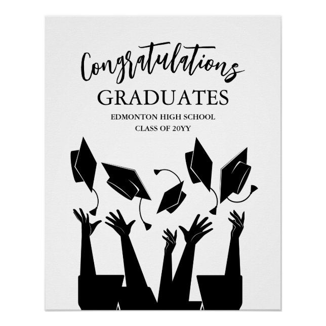 Modern Script Cap Toss School College Graduation Poster (Front)